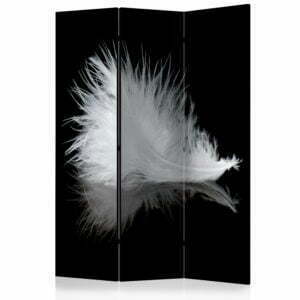 3-teiliges Paravent - White feather [Room Dividers]