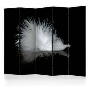 5-teiliges Paravent - White feather II [Room Dividers]