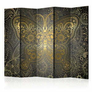 5-teiliges Paravent - Golden Butterfly II [Room Dividers]