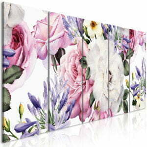 Wandbild - Rose Composition (5 Parts) Narrow Colourful