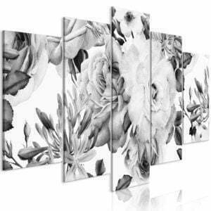 Wandbild - Rose Composition (5 Parts) Wide Black and White