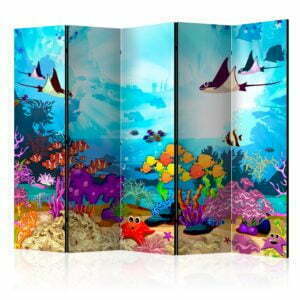 5-teiliges Paravent - Colourful Fish II [Room Dividers]