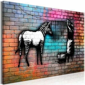 Wandbild - Washing Zebra - Colourful Brick (1 Part) Wide
