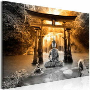 Wandbild - Buddha Smile (1 Part) Wide Orange