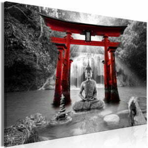 Wandbild - Buddha Smile (1 Part) Wide Red