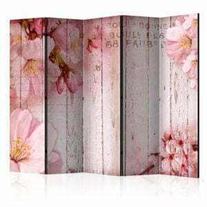 5-teiliges Paravent - Pink apple blossoms II [Room Dividers]