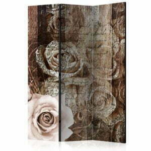 3-teiliges Paravent - Old Wood & Roses [Room Dividers]