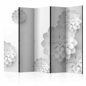 5-teiliges Paravent - White Garden II [Room Dividers]