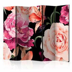 5-teiliges Paravent - Roses of Love II [Room Dividers]