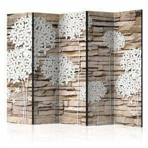 5-teiliges Paravent - Flowers on the Stone II [Room Dividers]