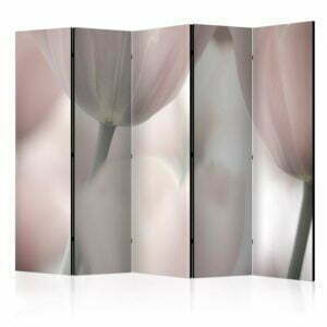5-teiliges Paravent - Tulips fine art - black and white II [Room Dividers]