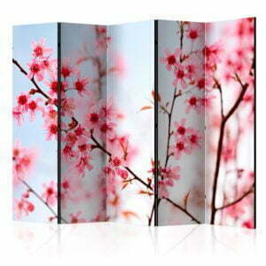 5-teiliges Paravent - Symbol of Japan - sakura flowers II [Room Dividers]