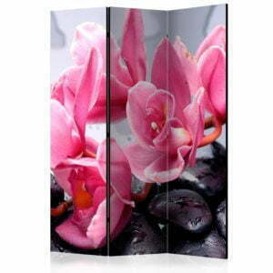 3-teiliges Paravent - Orchid flowers with zen stones [Room Dividers]