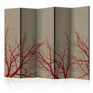 5-teiliges Paravent - Red-hot branches II [Room Dividers]