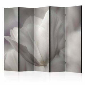 5-teiliges Paravent - Tulip - black and white photo II [Room Dividers]