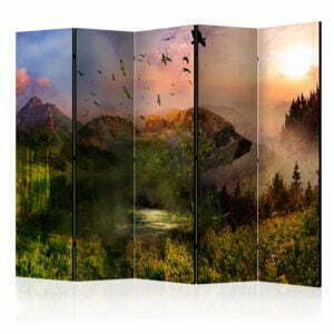 5-teiliges Paravent - Bear in the Mountain II [Room Dividers]