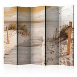 5-teiliges Paravent - On the beach - sepia II [Room Dividers]