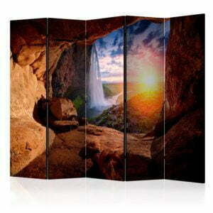 5-teiliges Paravent - Cave: Seljalandsfoss Waterfall II [Room Dividers]