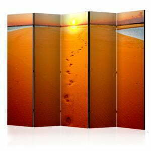 5-teiliges Paravent - Footprints in the sand II [Room Dividers]