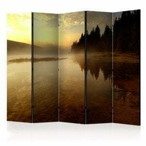 5-teiliges Paravent - Forest and lake II [Room Dividers]