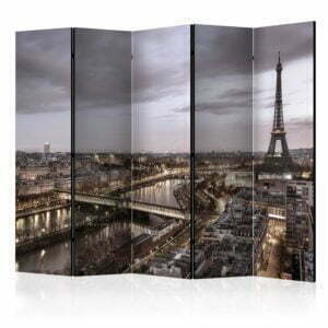 5-teiliges Paravent - Night in Paris II [Room Dividers]