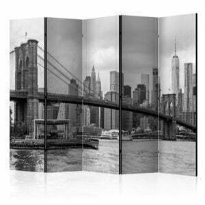 5-teiliges Paravent - Road to Manhattan (Black and White) II [Room Dividers]