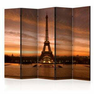 5-teiliges Paravent - Eiffel tower at dawn II [Room Dividers]