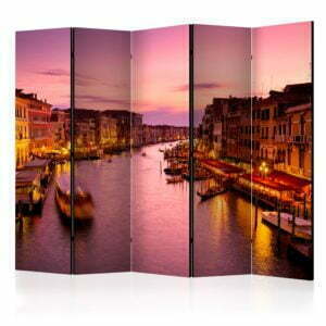 5-teiliges Paravent - City of lovers, Venice by night II [Room Dividers]