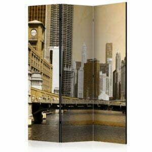 3-teiliges Paravent - Chicago's bridge (vintage effect) [Room Dividers]