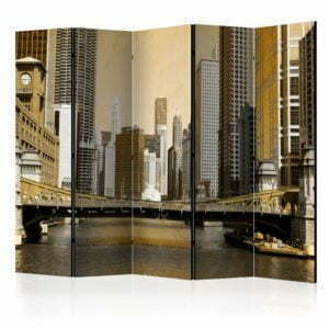 5-teiliges Paravent - Chicago's bridge (vintage effect) II [Room Dividers]
