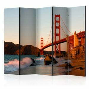 5-teiliges Paravent - Golden Gate Bridge - sunset, San Francisco II [Room Dividers]