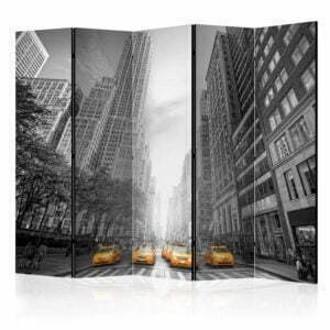 5-teiliges Paravent - New York - yellow taxis II [Room Dividers]
