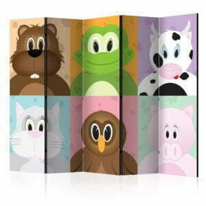 5-teiliges Paravent - Cheerful animals II [Room Dividers]