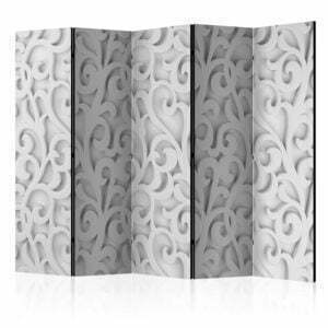 5-teiliges Paravent - White ornament II [Room Dividers]
