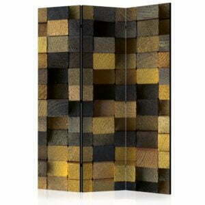 3-teiliges Paravent - Wooden cubes [Room Dividers]