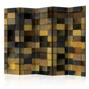 5-teiliges Paravent - Wooden cubes II [Room Dividers]