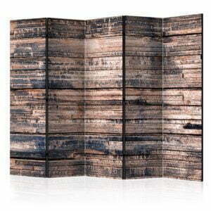 5-teiliges Paravent - Burnt Boards II [Room Dividers]
