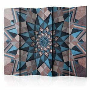 5-teiliges Paravent - Star Mandala (Brown and Blue) II [Room Dividers]