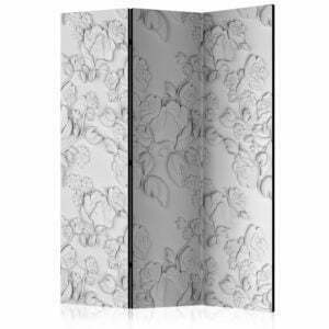 3-teiliges Paravent - White ornament: roses [Room Dividers]