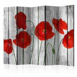 5-teiliges Paravent - Tale of Red Poppies II [Room Dividers]
