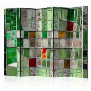 5-teiliges Paravent - Emerald Stained Glass II [Room Dividers]