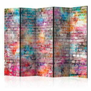 5-teiliges Paravent - Colourful Brick II [Room Dividers]