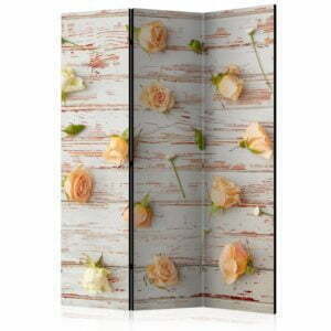 3-teiliges Paravent - Wood & Roses [Room Dividers]