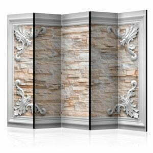 5-teiliges Paravent - Brick in the Frame (Orange) II [Room Dividers]