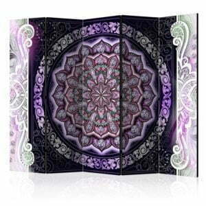 5-teiliges Paravent - Round Stained Glass (Violet) II [Room Dividers]