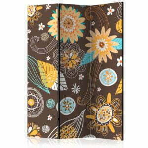 3-teiliges Paravent - Transparent flowers [Room Dividers]