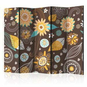 5-teiliges Paravent - Transparent flowers II [Room Dividers]