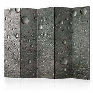 5-teiliges Paravent - Steel surface with water drops II [Room Dividers]