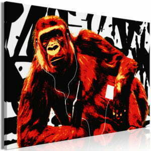 Wandbild - Pop Art Monkey (1 Part) Narrow Red