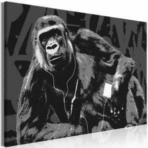 Wandbild - Pop Art Monkey (1 Part) Narrow Grey